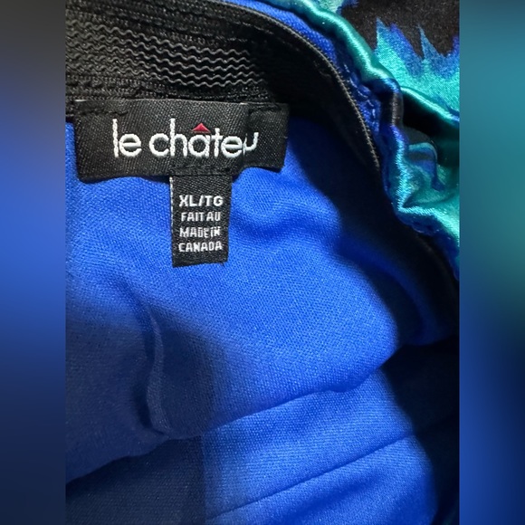 Le Chateau Ruched Satin Animal Print Dress - Picture 3 of 5